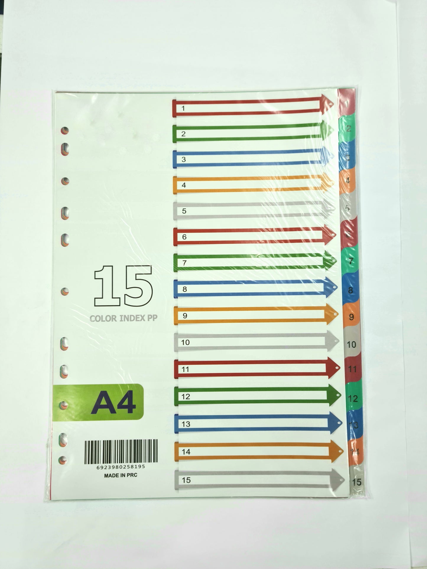 DIVIDER (1-15) COLORED WITH NUMBER
