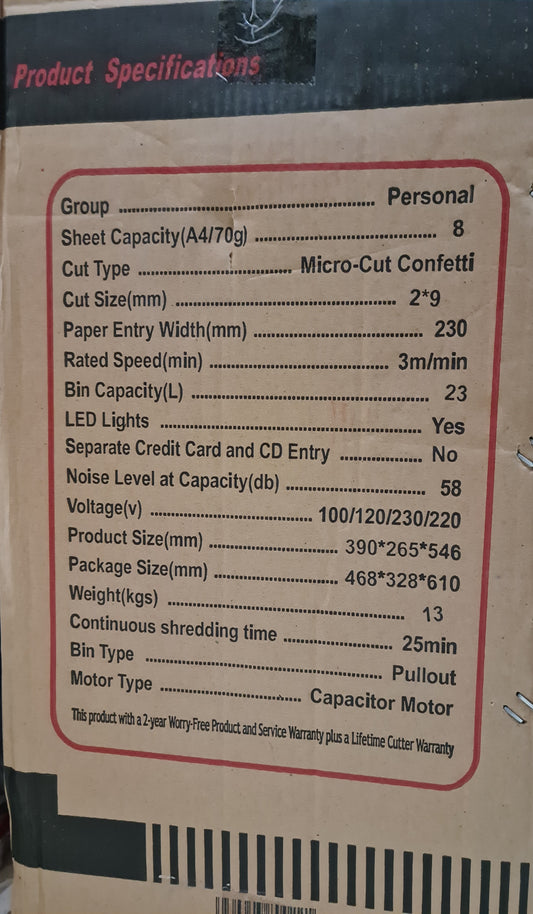 SHREDDER MACHINE (CONFETTI CUT)