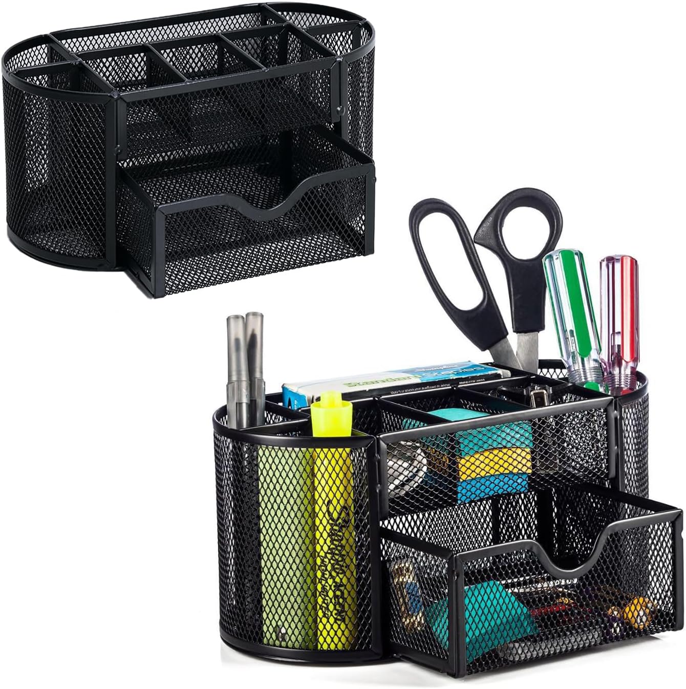 DESK ORGANISER METAL WITH PAPER CUBE HOLDER