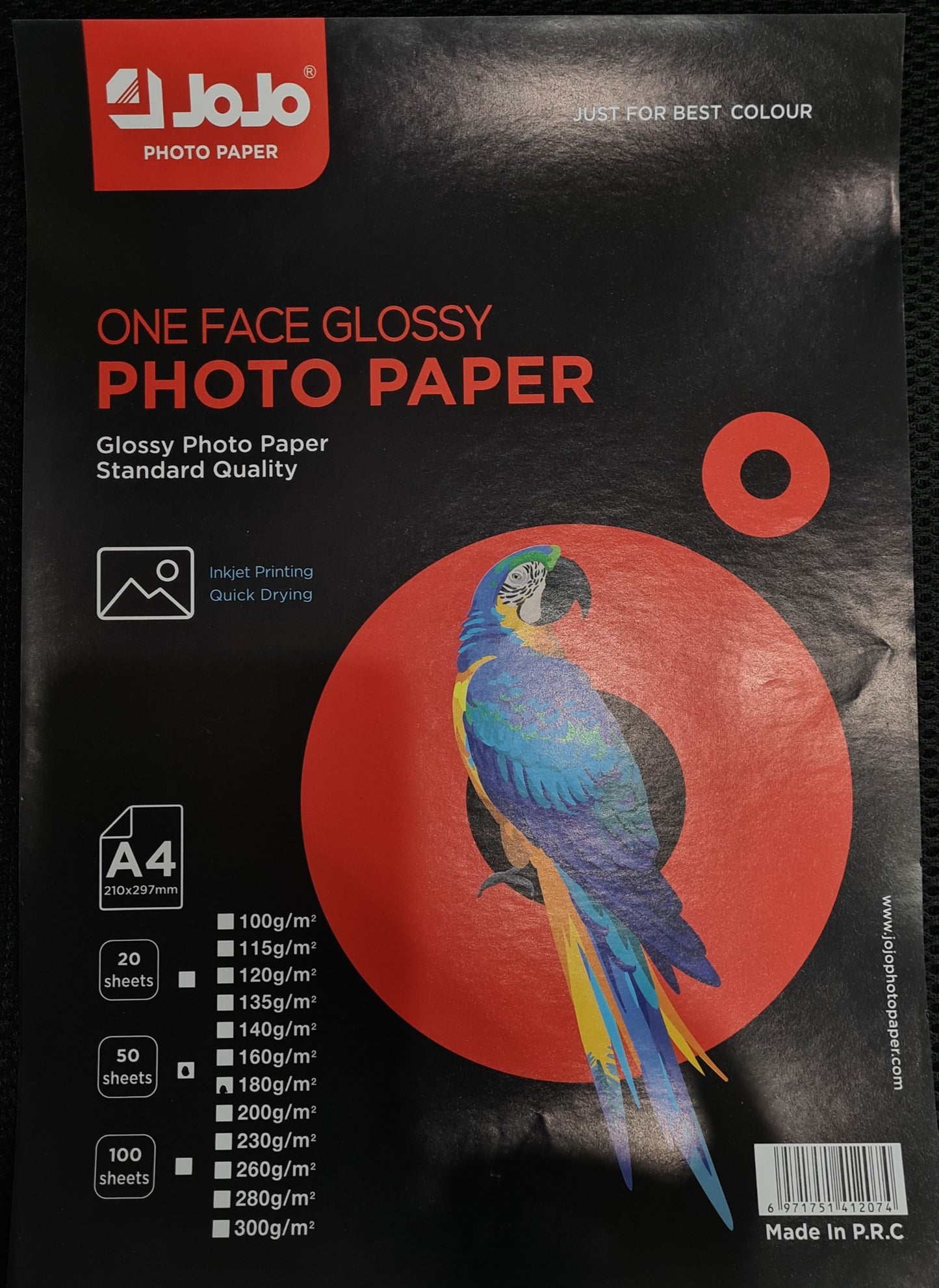 JOJO A4 SIZE 180GSM 50 SHEET GLOSSY PHOTOPAPER