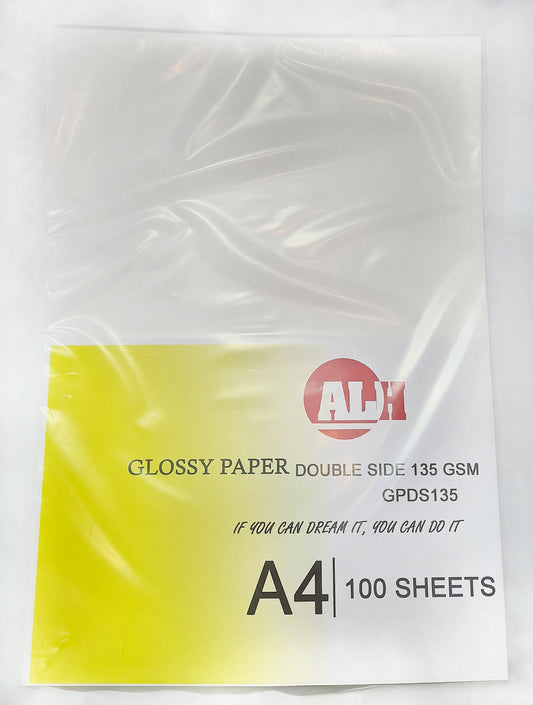 GLOSSY PAPER DOUBLE SIDE 135GSM A4 SIZE 100 SHEETS (BRAND: ALH)