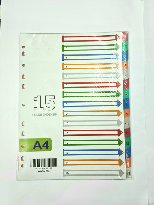 DIVIDER (1-15) COLORED WITH NUMBER