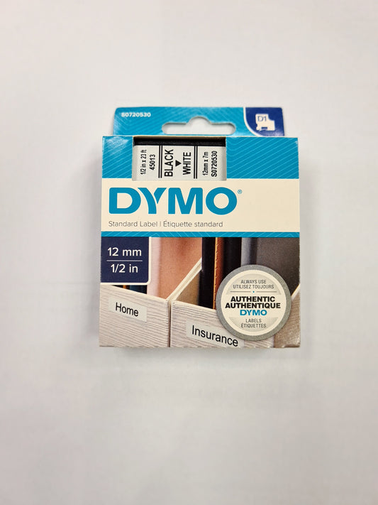 Dymo Label Cassettes (12 mm x 7 mm)  Black on White