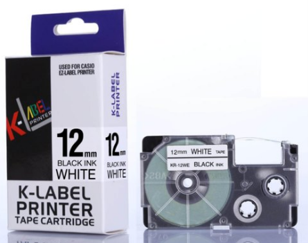 CASIO LABEL CARTRIDGE 12 MM BLACK ON WHITE COMPATIBLE