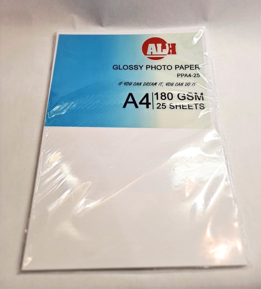 GLOSSY PHOTO PAPER A4 SIZE 180 GSM 25 SHEETS (ALH)