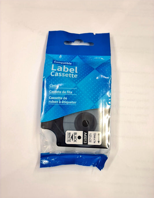 Dymo Compatible Cassettes (12mm x 7mm) black on white