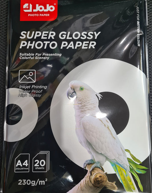 JOJO A4 SIZE 230GSM 20 SHEET GLOSSY PHOTOPAPER