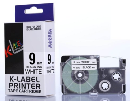CASIO LABEL CARTRIDGE 9 MM BLACK ON WHITE COMPATIBLE