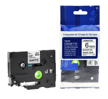 BROTHER COMPATIBLE CARTRIDGE TAPE 6 MM (BLACK AND WHITE)