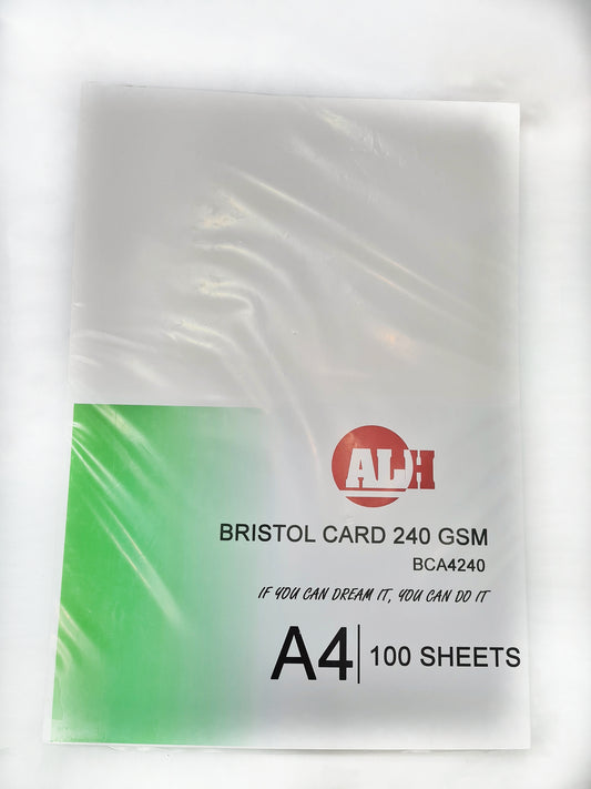 BRISTOL CARD 240GSM A4 SIZE 100 SHEETS (BRAND: ALH)