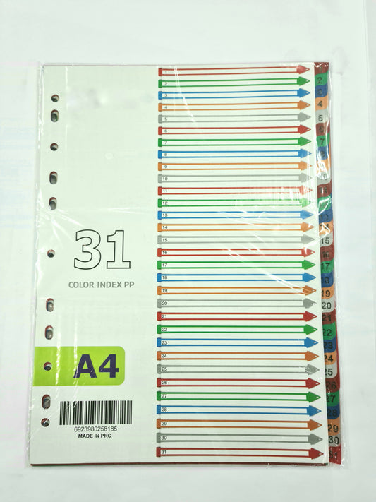 DIVIDER (1-31) COLORED WITH NUMBER