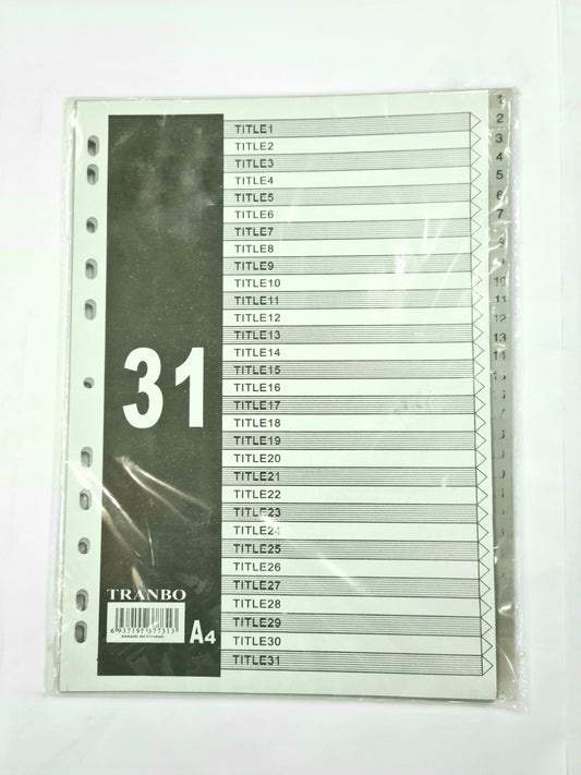 DIVIDER (1-31) GREY WITH NUMBER