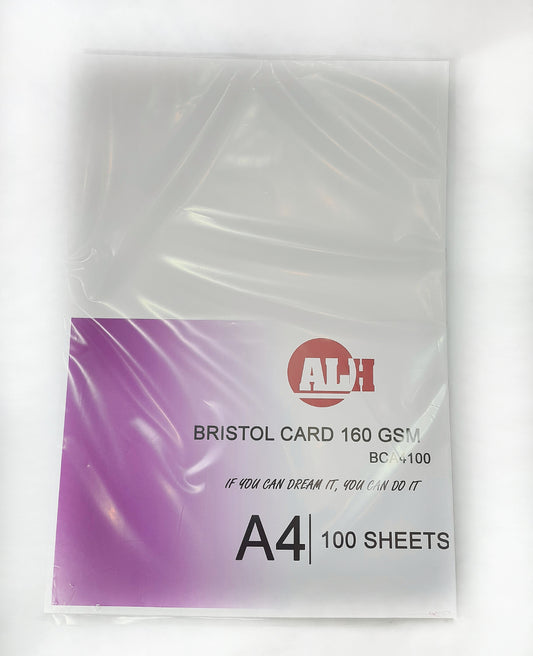 BRISTOL CARD 160GSM A4 SIZE 100 SHEETS (BRAND: ALH)