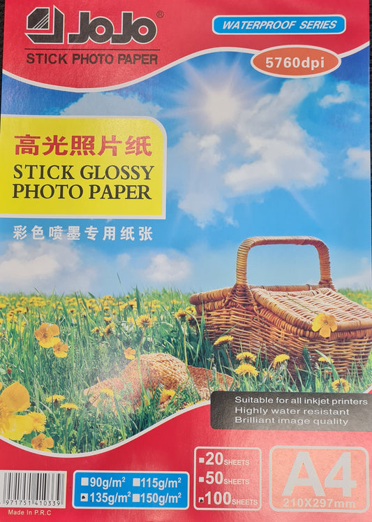 JOJO STICK PHOTO GLOSSY PHOTOPAPER A4 SIZE 135GSM