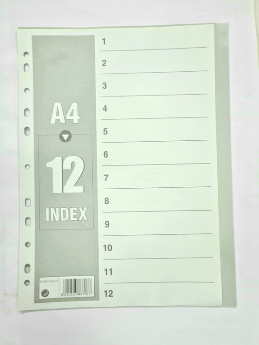 DIVIDER (1-12) GREY WITH NUMBER
