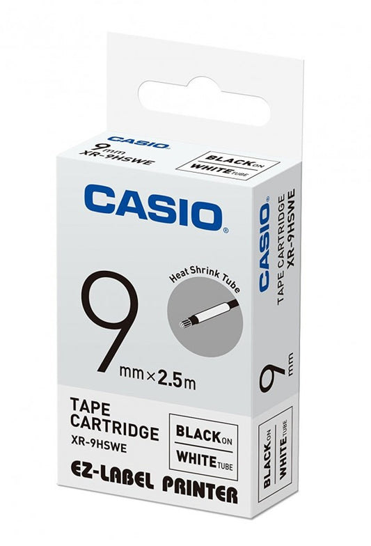 CASIO LABEL CARTRIDGE TUBE TYPE 9MM (BLACK ON WHITE)