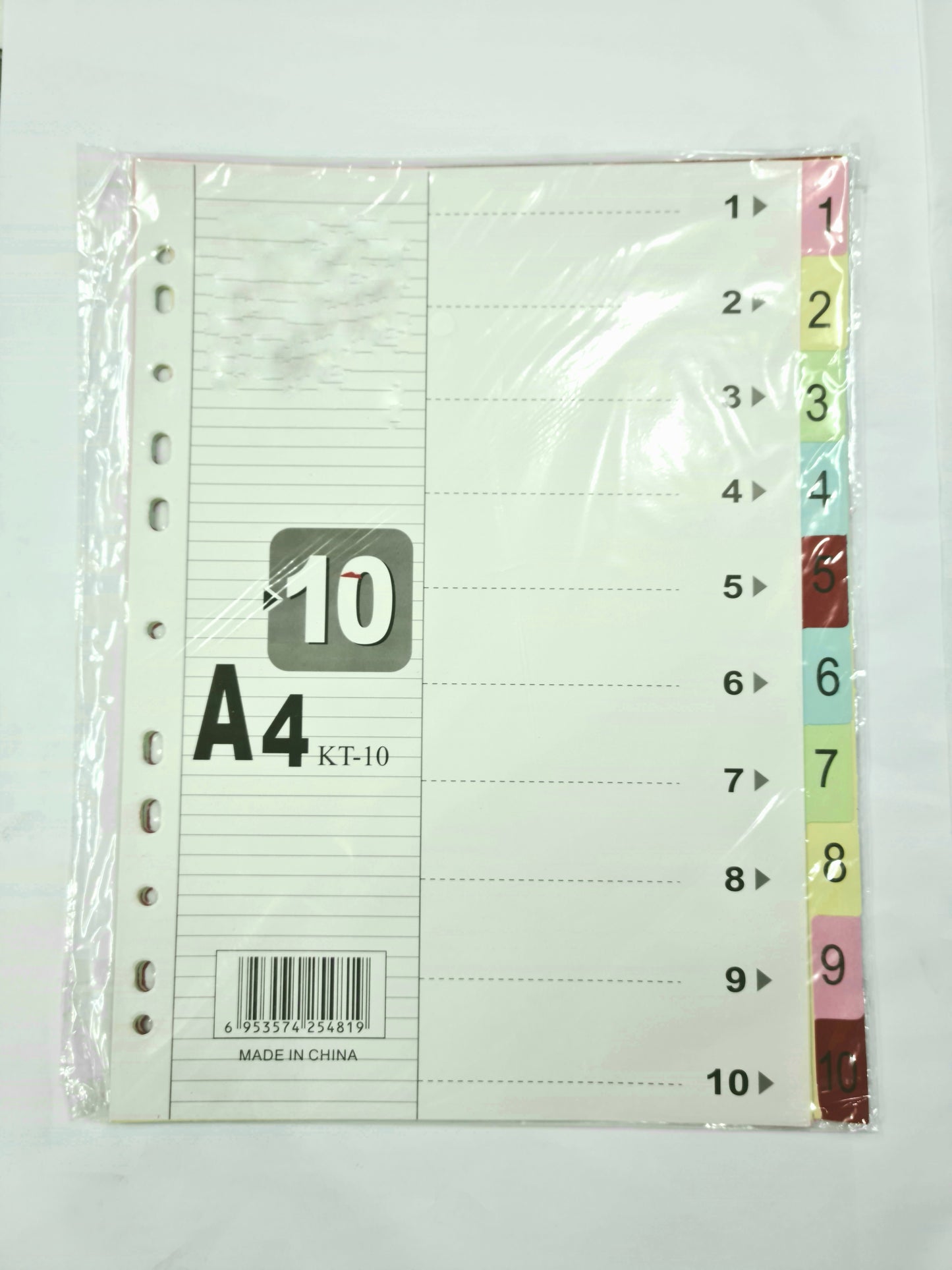 DIVIDER (1-10) COLORED WITH NUMBER
