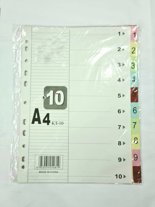 DIVIDER (1-10) COLORED WITH NUMBER
