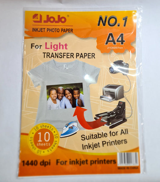 T-SHIRT TRANSFER PAPER LIGHT 10 SHEETS
