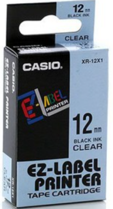 Casio Label Cartridge 12 mm Black Ink Clear