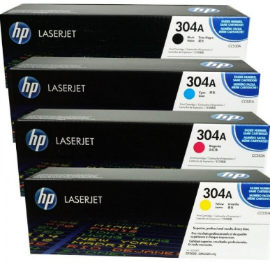 HP TONER CC 530A (K),  CC 531A (C),  CC 532A (Y),  CC 533A (M) (304 A)